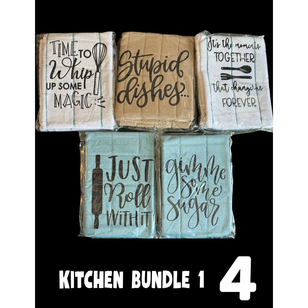Kitchen Puns Dish Towels - Brand New - Great Gift - Vendor Show Fillers